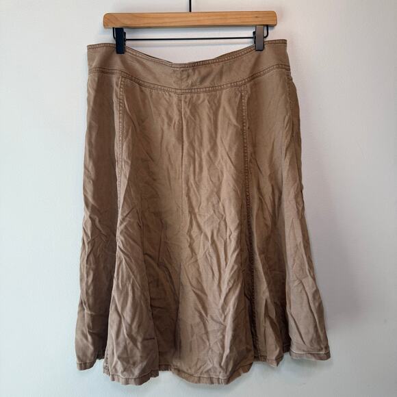 Coldwater Creek Dresses & Skirts - Coldwater Creek Women's Tencel Flare A-Line Midi Skirt Brown Size 16